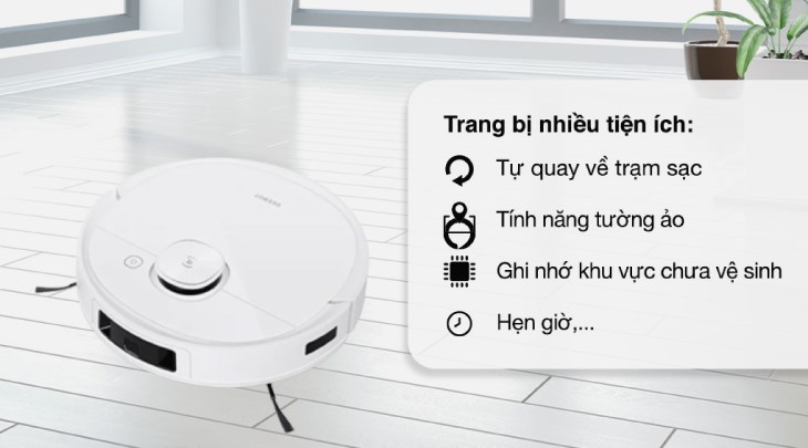 Robot hút bụi lau nhà Ecovacs Deebot T9 Plus sở hữu tính năng tự động trở về trạm sạc ngay sau khi thiết bị hoàn thành dọn dẹp