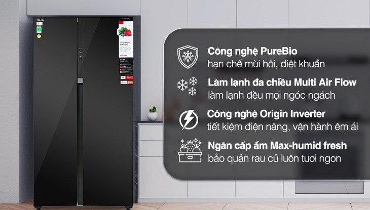 Tủ lạnh Toshiba Inverter 596 lít GR-RS780WI-PGV(22)-XK có khả năng vận hành êm ái và sở hữu động cơ bền bỉ đến từ thương hiệu Nhật Bản