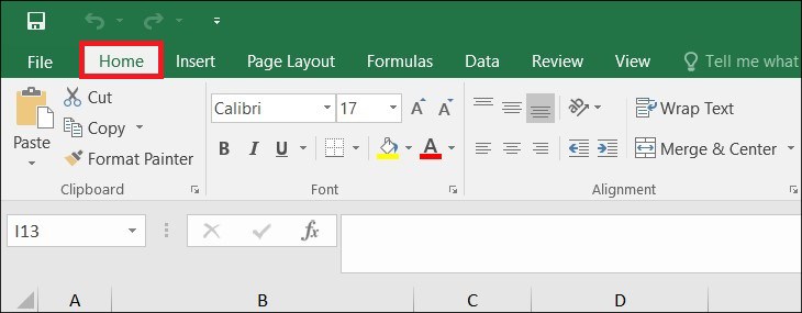 Tiếp đến, bạn chọn thẻ Home trên thanh Ribbon
