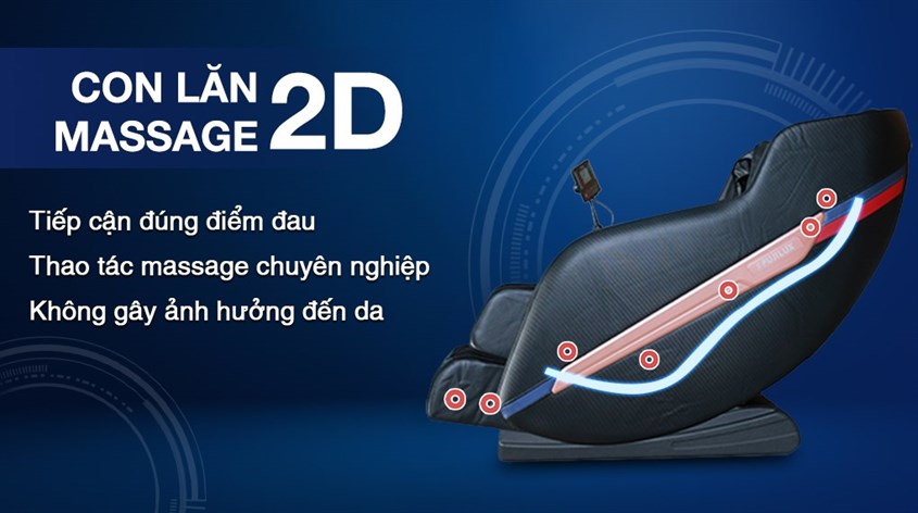 Con lăn massage 2D trên ghế Massage Fuji Luxury FJ 699 thực hiện thao tác massage chuyên nghiệp, giúp người dùng thoải mái hơn