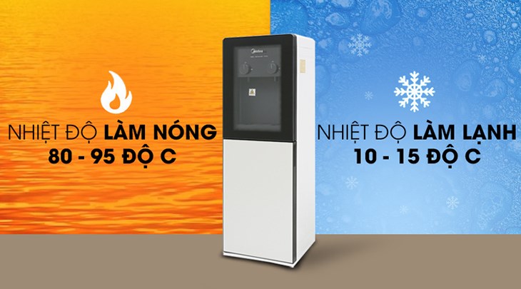 Cây nước nóng lạnh Midea YD1518S-X 498W có công suất lớn đạt 498W, giúp làm nóng/lạnh nước nhanh chóng