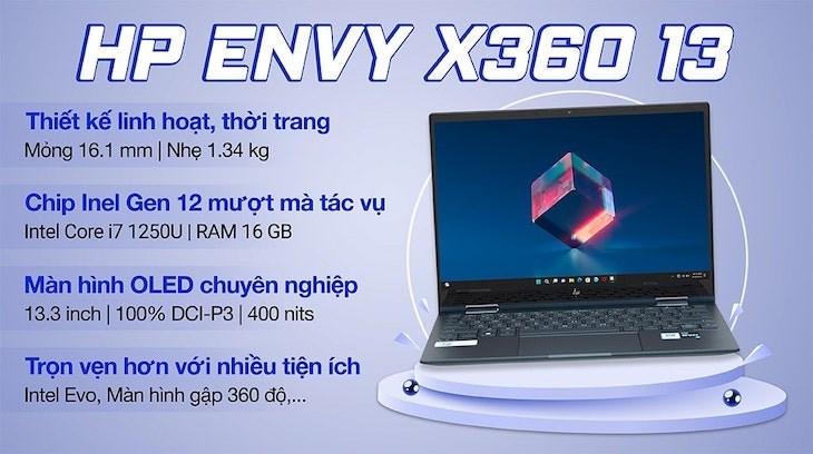 Laptop HP Envy X360 13 bf0090TU i7 1250U (76B13PA) sở hữu thiết kế 2 trong 1 tiện lợi, mang đến mọi tính năng và sức mạnh để hiện thực hóa ý tưởng sáng tạo của bạn