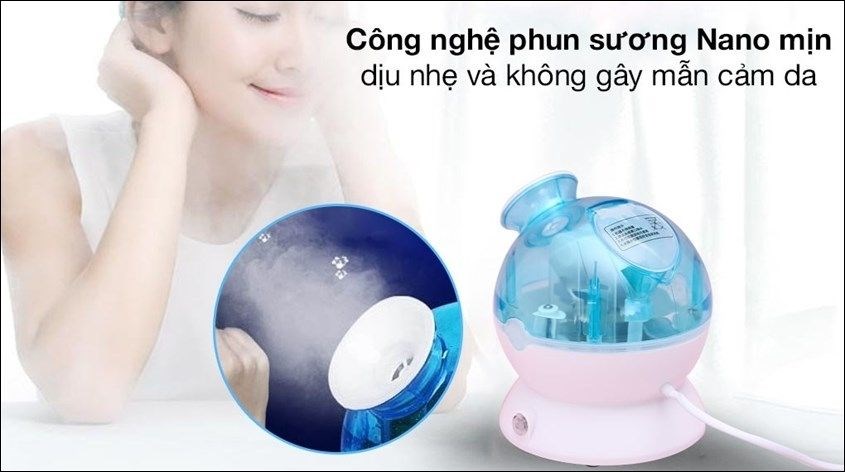 Máy xông hơi mặt K.SKIN KD23316 được trang bị công nghệ phun sương Nano giúp tạo ra những hạt sương mịn, dễ dàng thẩm thấu vào làn da