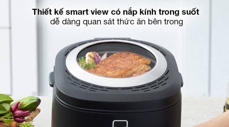 Nồi chiên không dầu Dreamer DF-S40B 3.5 lít sở hữu thiết kế smart view độc quyền có nắp kính trong suốt, dễ dàng quan sát quá trình nấu nướng