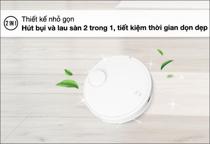 Robot hút bụi lau nhà Xiaomi Vacuum S10 có thiết kế hình tròn với thân máy nhỏ gọn giúp dễ dàng di chuyển mọi ngóc ngách Robot hút bụi lau nhà Xiaomi Vacuum S10 có thiết kế hình tròn với thân máy nhỏ gọn giúp dễ dàng di chuyển mọi ngóc ngách