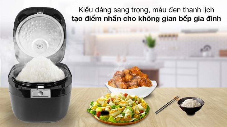 Nồi cơm cao tần Dreamer 1.5 lít DR-IH15B sở hữu màu đen thanh lịch, tạo điểm nhấn cho căn bếp