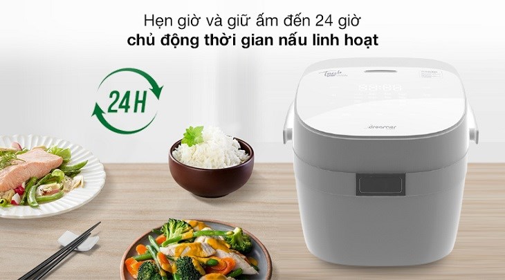 Nồi cơm cao tần Dreamer 1.5 lít DR-IH15W có tính năng hẹn giờ, giúp người dùng chủ động hơn khi nấu nướng