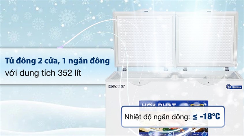 Tủ đông Hòa Phát Inverter 352 Lít HPF AD8352  kết hợp cả ngăn đông và ngăn mát