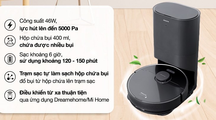 Robot hút bụi lau nhà Dreame D10S Plus giúp bạn tiết kiệm thời gian và công sức nhờ được trang bị tính năng đổ bụi tự động Robot hút bụi lau nhà Dreame D10S Plus giúp bạn tiết kiệm thời gian và công sức nhờ được trang bị tính năng đổ bụi tự động