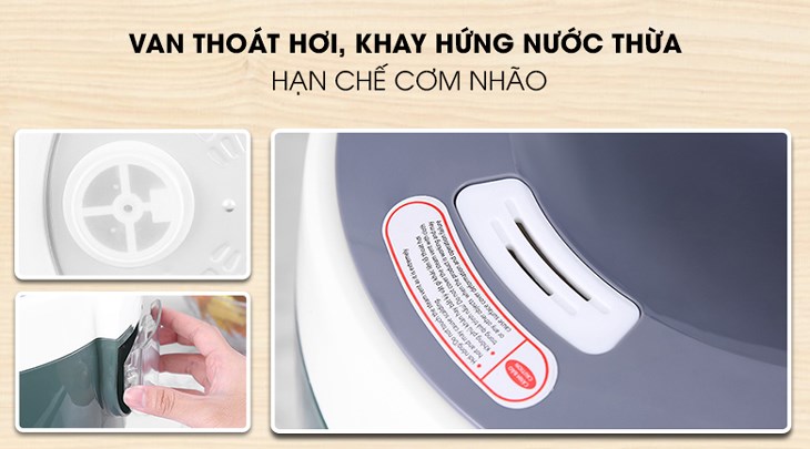 Nồi cơm nắp gài Hommy 1.2 lít JRC-120S được trang bị van thoát hơi thông minh, giúp tránh tình trạng cơm bị khô cứng hay nhão