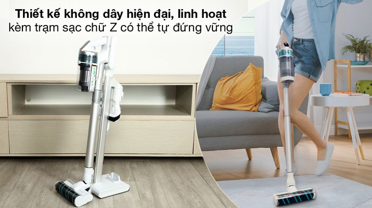 Máy hút bụi không dây Samsung VS15R8544S1/SV có thiết kế không dây tinh tế, đẹp mắt