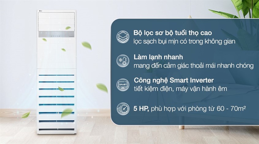 Máy lạnh tủ đứng LG Inverter 5 HP ZPNQ48LT3A0 (3 Pha) có công suất phù hợp với văn phòng, phòng hội nghị lớn