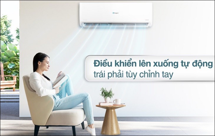 Máy lạnh lẽo Casper Inverter 1 HP GC-09IS35 đem cánh hòn đảo dông tố tăng lên giảm xuống tự động hóa tuy nhiên trái ngược cần tùy chỉnh tay