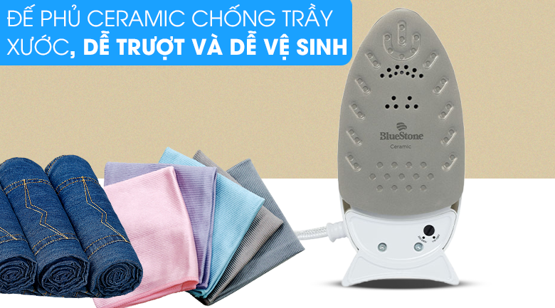 Bàn ủi hơi nước BlueStone SIB-3819 1200W được trang bị đế phủ Ceramic chống trầy xước và dễ vệ sinh sau khi sử dụng
