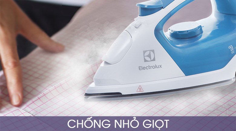 Bàn ủi hơi nước Electrolux ESI5126 1800W có chức năng chống nhỏ giọt ngăn chặn hiện tượng rò rỉ nước khi sử dụng bàn ủi ở nhiệt độ thấp