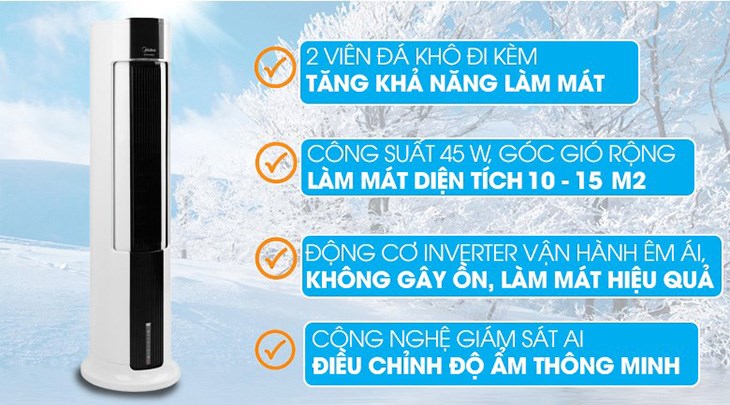 Quạt điều hòa Midea AC120-18AR tích hợp công nghệ Inverter cùng chức năng hẹn giờ tiện lợi