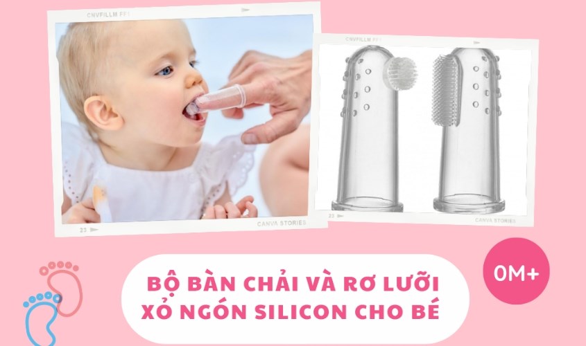 Bộ bàn chải và rơ lưỡi xỏ ngón Marcus & Marcus MNMRC01 silicone mềm (từ 0 tháng)