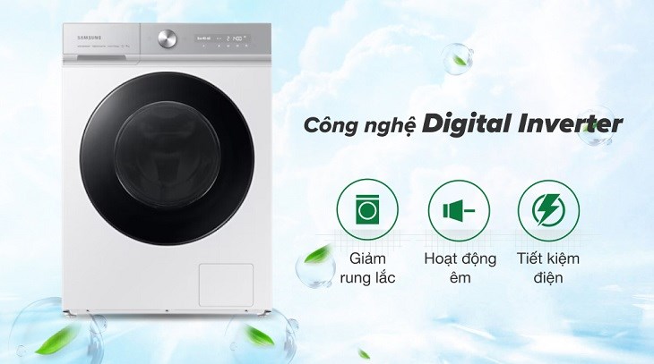 Máy giặt Samsung Bespoke AI Inverter 14 kg WW14BB944DGHSV có khả năng tiết kiệm điện năng và hoạt động êm ái, giảm rung lắc nhờ sở hữu công nghệ Digital Inverter