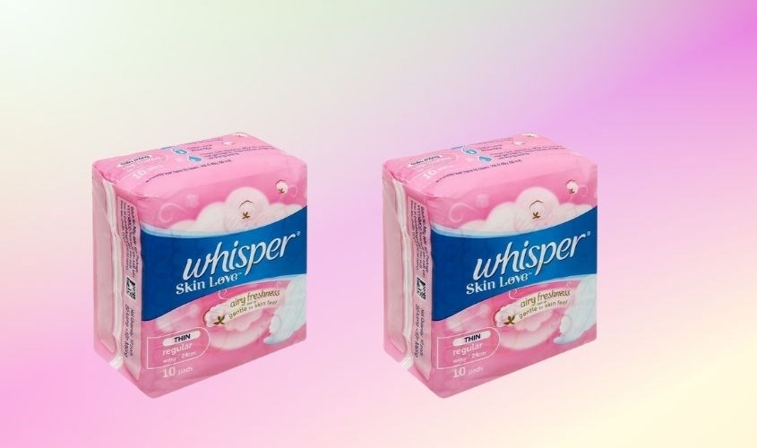 Băng vệ sinh ban ngày Whisper Skin Love khô thoáng có cánh 10 miếng