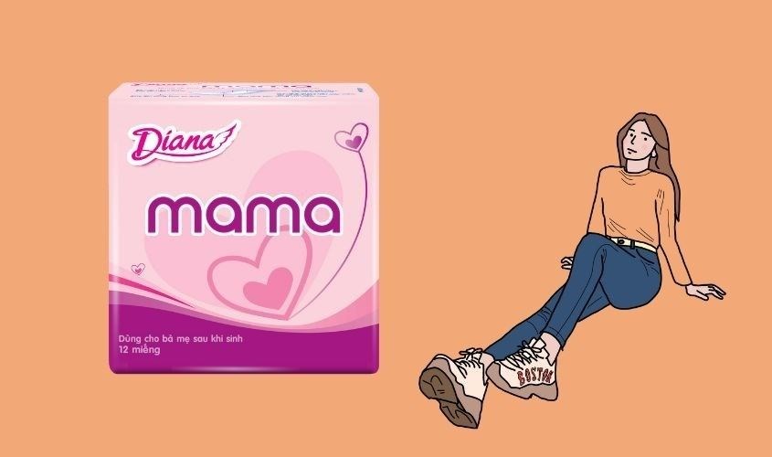 Băng vệ sinh ban ngày Diana Mama cho mẹ sau sinh không cánh 12 miếng