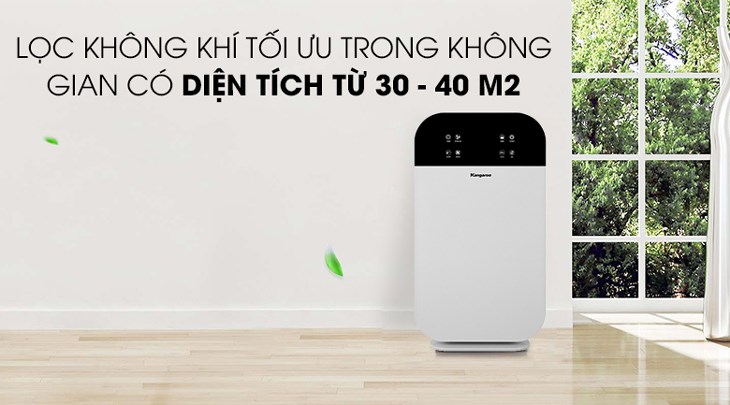 Máy lọc không khí Kangaroo KG40AP 50W có thể lọc sạch bầu không khí cho căn phòng có diện tích từ 30 - 40m2 nhờ công suất 50W