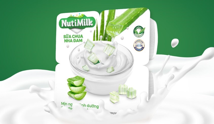 Lốc 4 hộp sữa chua trái cây Nutimilk vị nha đam 100g (từ 1 tuổi)