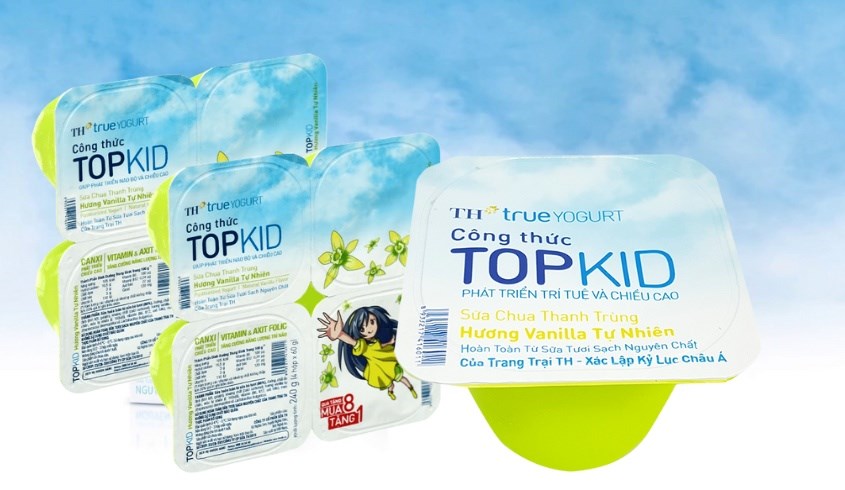 Lốc 4 hộp sữa chua thanh trùng TH true YOGURT Top Kid vị vani 60g (từ 1 tuổi)