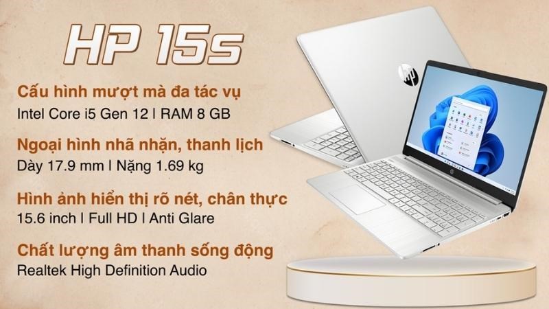 Laptop HP 15s fq5078TU i5  với chip Gen 12 tân tiến và bộ vi xử lý Intel Core i5 1235U