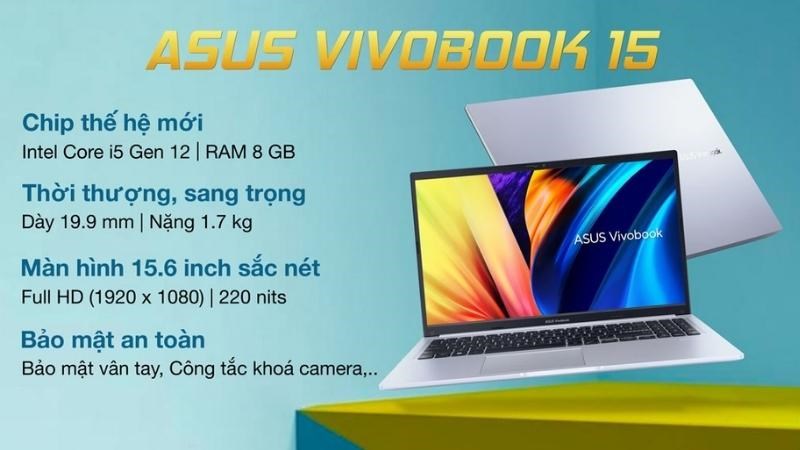 Laptop Asus Vivobook 15 X1502ZA i5 sở hữu cấu hình  nhẹ và cao cấp khác cùng con chip Gen 12 tiết kiệm điện