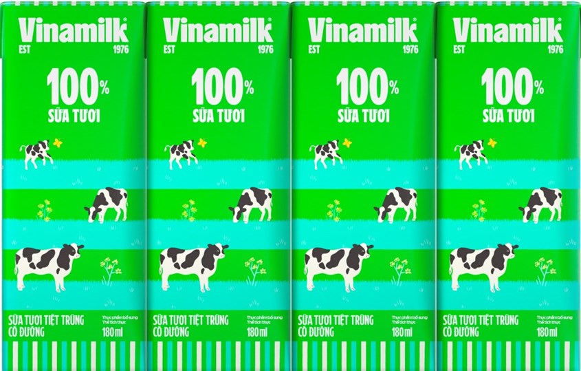 Lốc 4 hộp sữa tươi tiệt trùng Vinamilk có đường 180 ml (từ 1 tuổi)