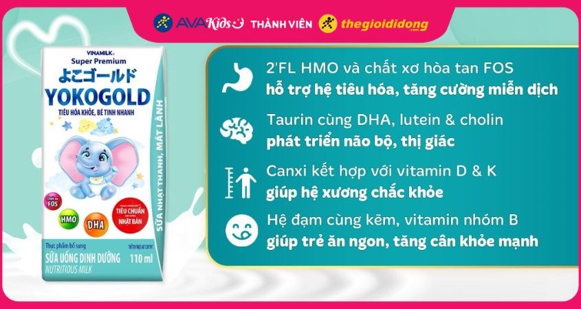 Lốc 4 hộp sữa pha sẵn Vinamilk Yoko Gold 180 ml (từ 1 tuổi)