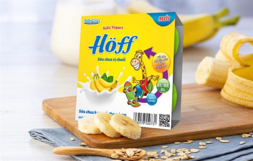 Lốc 4 hộp sữa chua trái cây Hoff vị chuối 55g