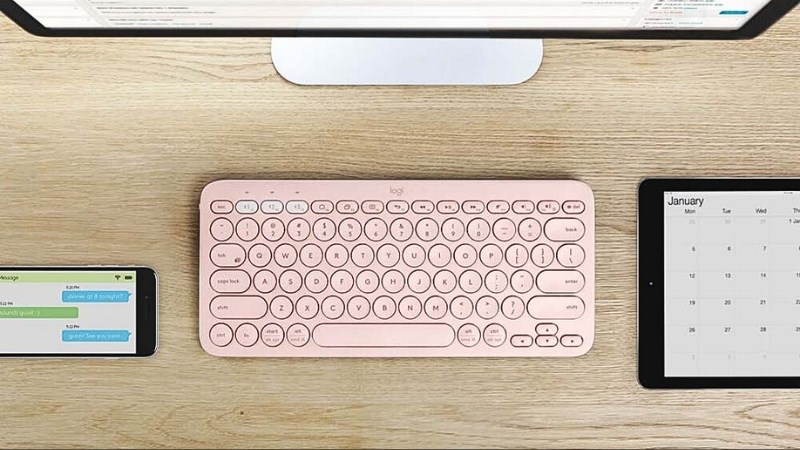 Bàn phím Bluetooth Logitech K380 với thiết kế các nút phím tròn cổ điển
