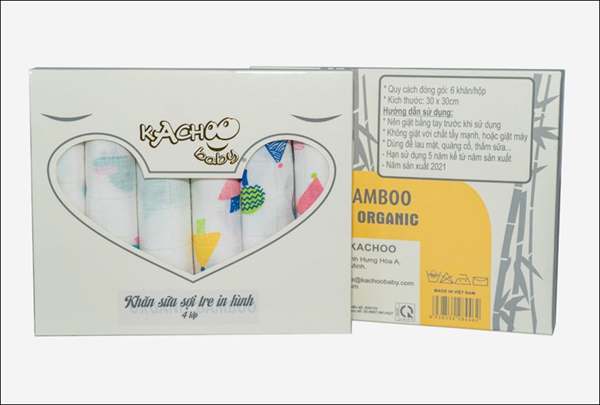 Khăn sữa sợi tre KACHOOBABY 4 lớp 30x30 cm