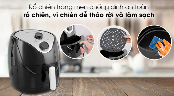 Bạn có thể tháo rời các bộ phận của nồi chiên không dầu Rapido RAF5.0M 5 lít để vệ sinh sạch sẽ Bạn có thể tháo rời các bộ phận của nồi chiên không dầu Rapido RAF5.0M 5 lít để vệ sinh sạch sẽ