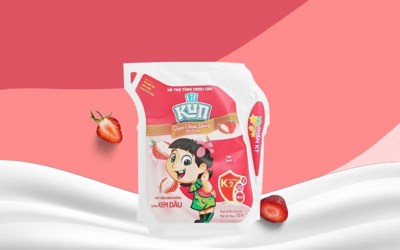 Sữa chua uống tiệt trùng LiF Kun vị kem dâu 110 ml (từ 2 tuổi) Sữa chua uống tiệt trùng LiF Kun vị kem dâu 110 ml (từ 2 tuổi)