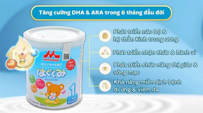 Sữa bột Morinaga Hagukumi số 1 320g (0 - 6 tháng)