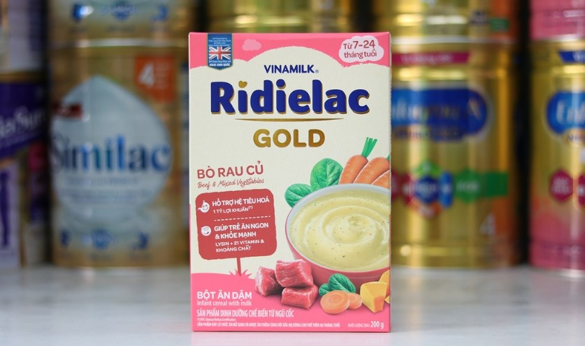 Bột ăn dặm Vinamilk RiDielac Gold bò, rau củ hộp 200g (7 - 24 tháng)