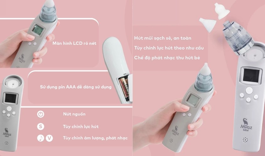 Dụng cụ hút mũi Moaz BéBé MB-010 dạng tự động 2 mức hút