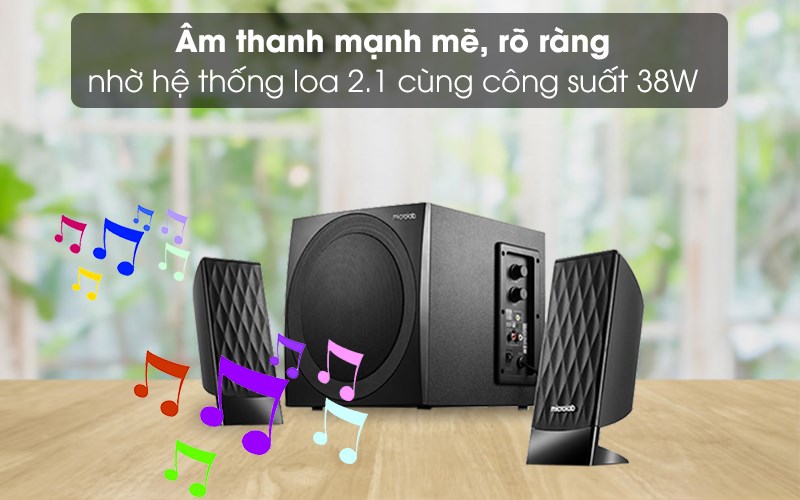 Loa mang đến trải nghiệm âm thanh tốt nhờ công suất 38W mạnh mẽ