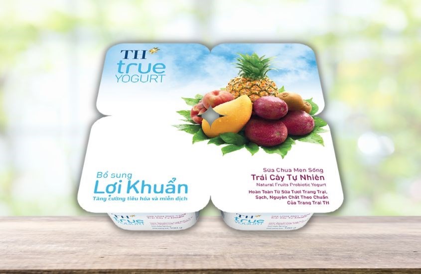 Lốc 4 hộp sữa chua trái cây TH true YOGURT vị trái cây 100g