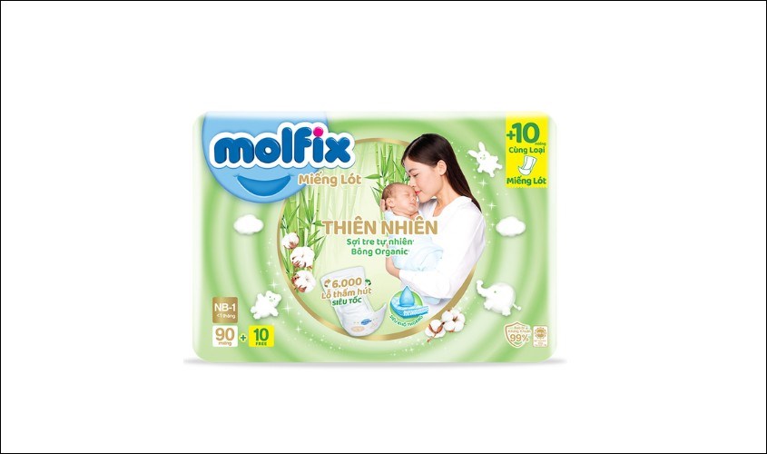Tã lót Molfix thiên nhiên size NB1 100 miếng (Dưới 1 tháng)