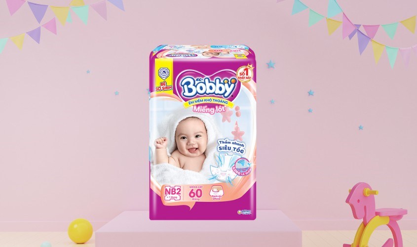 Tã lót Bobby size NB2 60 miếng (Trên 1 tháng)