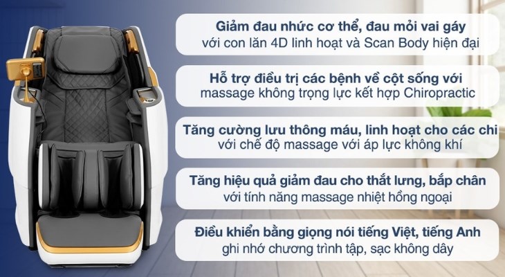 Ghế massage Poongsan MCP-806 được trang bị 24 chương trình tự động cùng công nghệ massage hiện đại giúp người dùng thư giãn hiệu quả