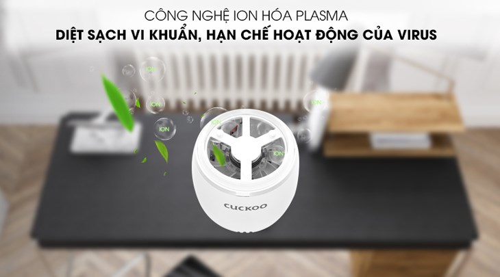 Máy lọc không khí mini Cuckoo CAC-03V10W giải phóng ion cực mạnh lên đến 1 triệu ions/cc nhanh chóng làm sạch không khí