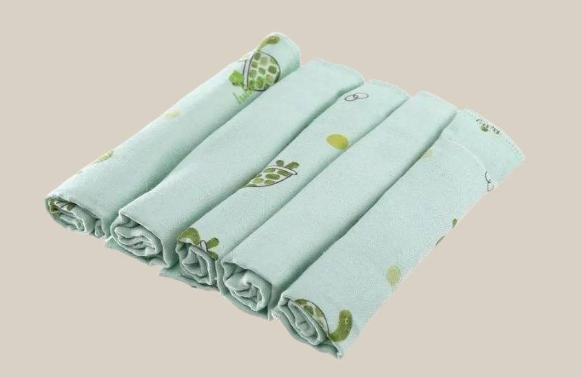 5 khăn sữa cotton Dobby Lullaby NH637P 4 lớp 30x30 cm - Màu xanh