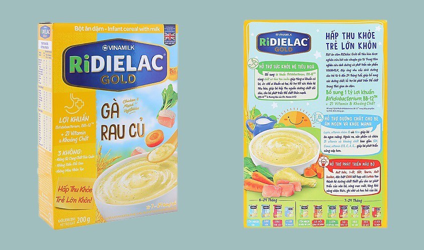 Bột ăn dặm Vinamilk RiDielac Gold gà, rau củ hộp 200g (7 - 24 tháng)
