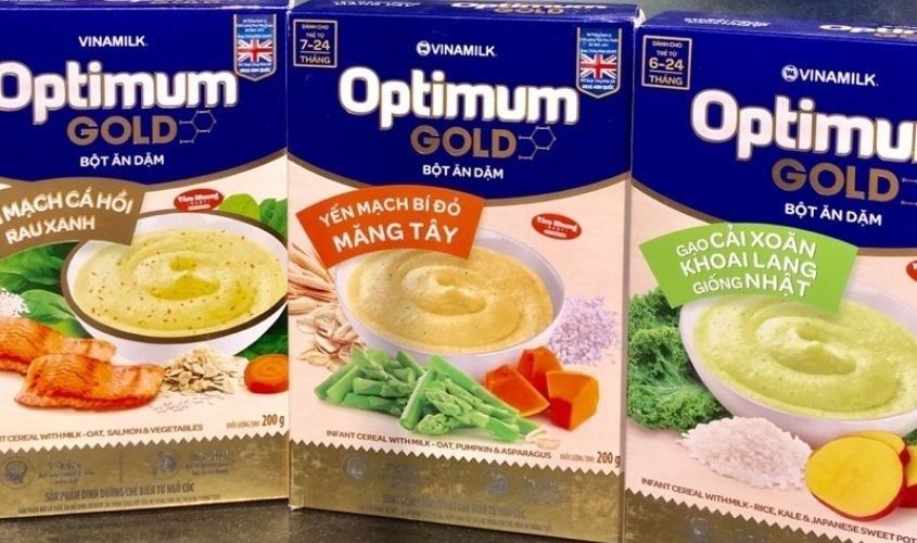 Bột ăn dặm Optimum Gold yến mạch, bí đỏ và măng tây hộp 200g (7 - 24 tháng)