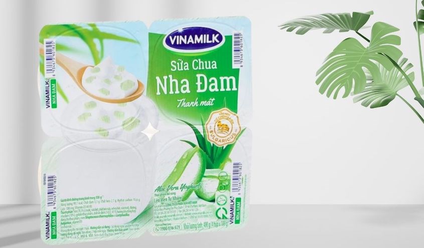 Lốc 4 hộp sữa chua trái cây Vinamilk vị nha đam 100g (từ 1 tuổi)