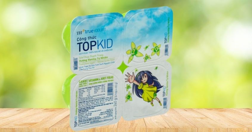 Lốc 4 hộp sữa chua thanh trùng TH true YOGURT Top Kid vị vani 60g (từ 1 tuổi)